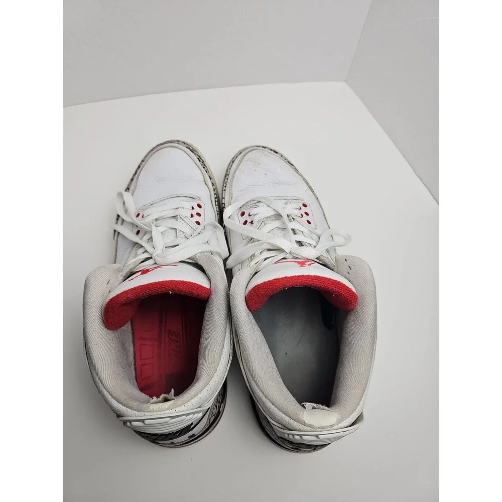 2017 Nike Air Jordan 3 Retro White Red Black 923096-101 Size 12